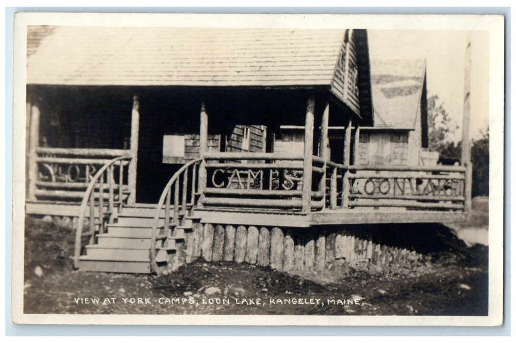 c1910's View At York Camps Loon Lake Rangeley Maine ME RPPC Photo Postcard