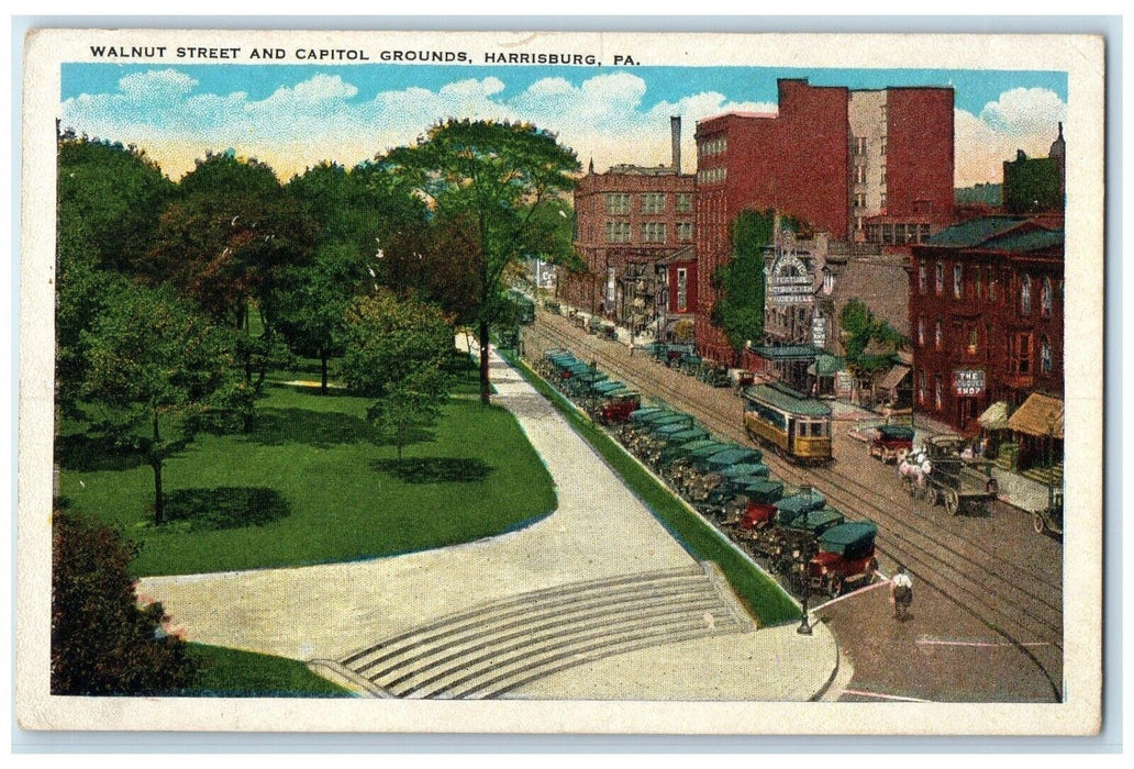 c1920 Walnut Street Capitol Streetcar Grounds Harrisburg Pennsylvania Postcard