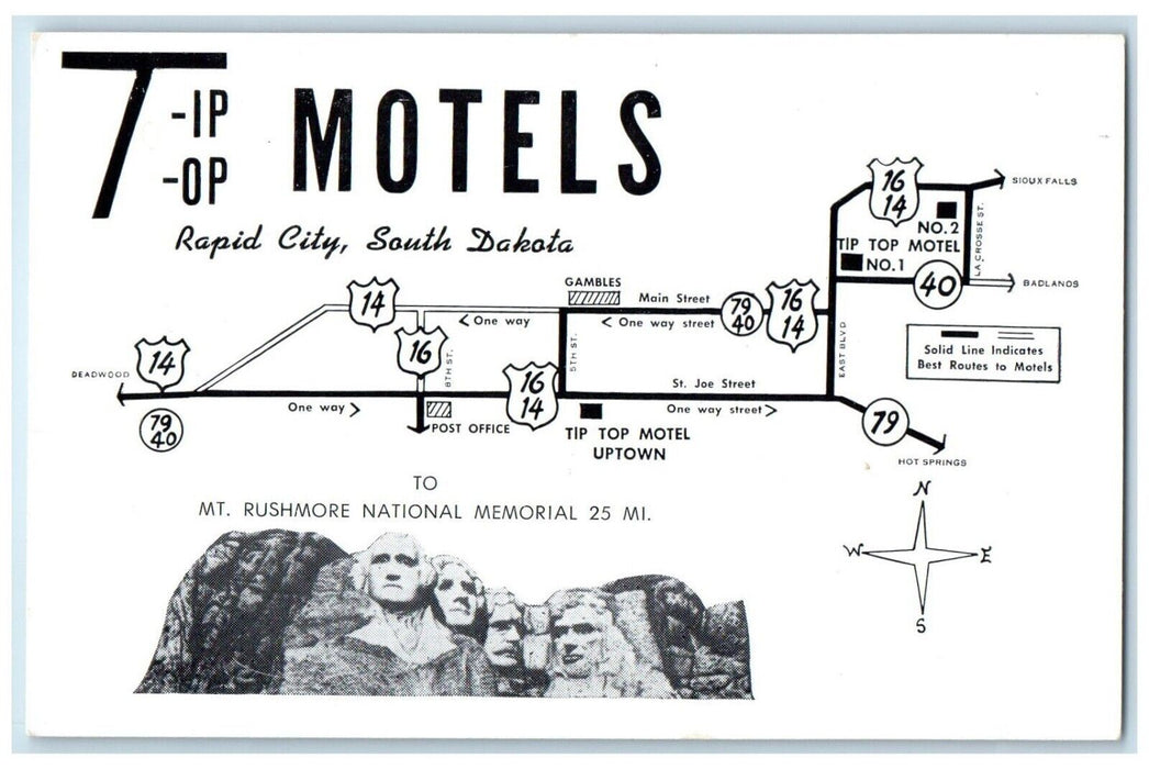 c1940 Tip Top Motels New Motel Uptown Rapid City South Dakota Vintage Postcard