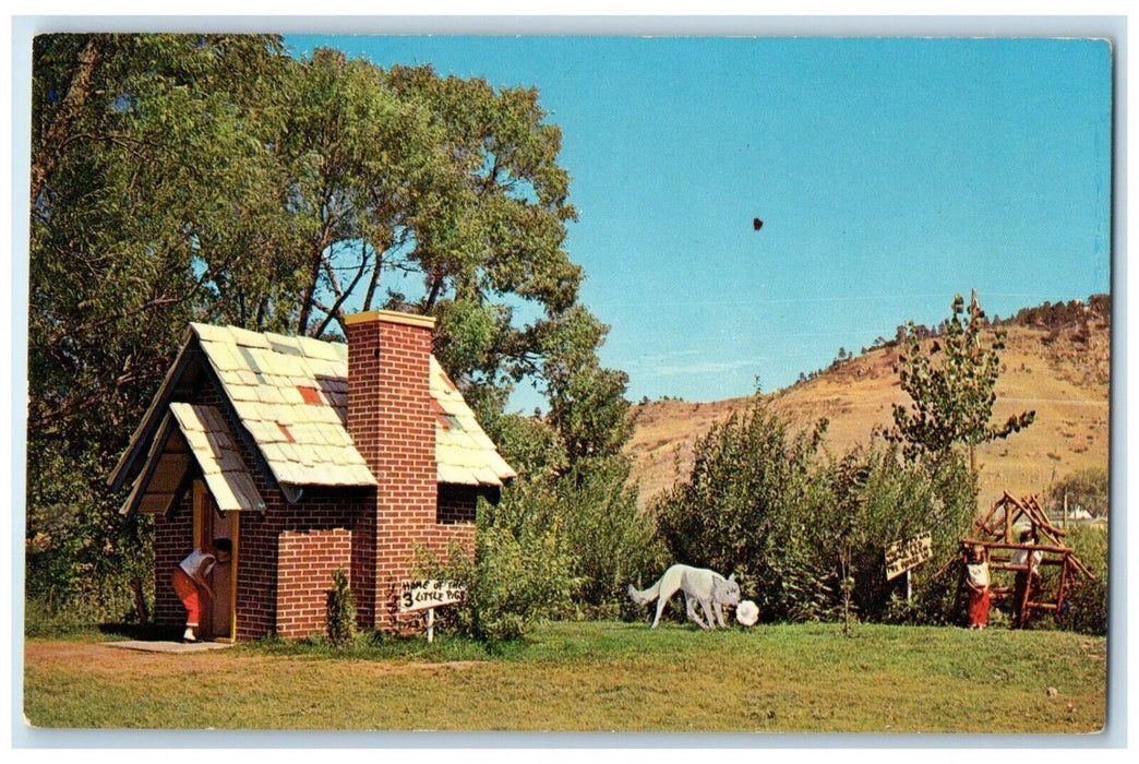 1960 Three Little Pigs Story Book Island Rapid Black Hills South Dakota Postcard