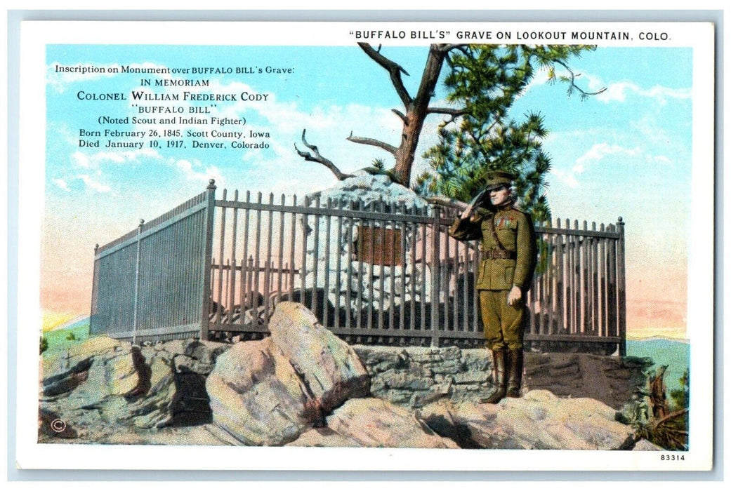 c1920 William Frederick Cody Buffalo Bill Grave Mountain Colorado CO Postcard