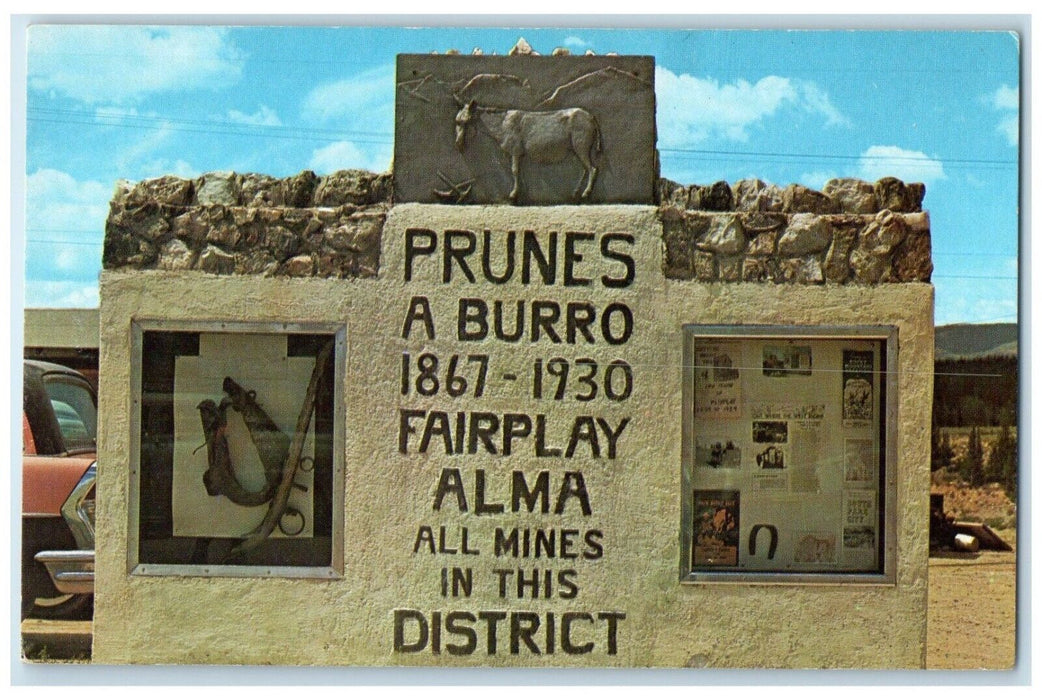 c1960 Monument To Prunes Burro Championship Race Fairplay Colorado CO Postcard