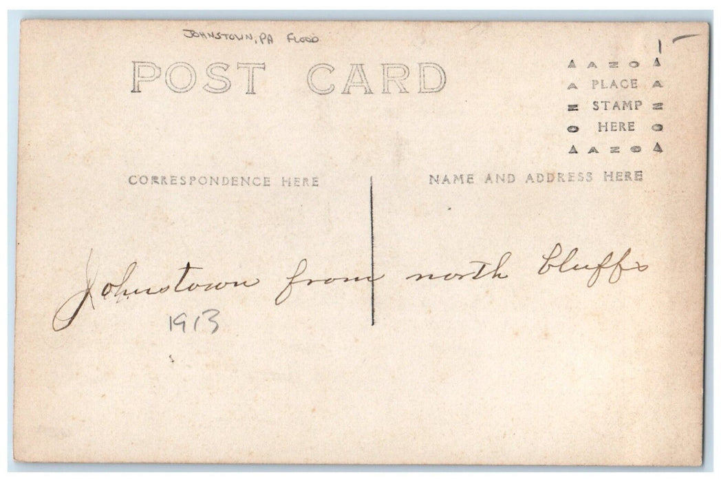 1913 Flood Scene From The North Johnstown Pennsylvania PA RPPC Photo Postcard