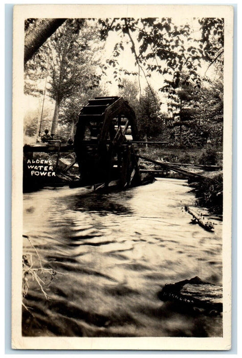 c1910's Alden's Water Power Water Wheel Alden Michigan MI RPPC Photo Postcard