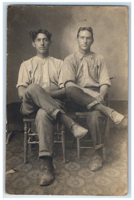 1909 Man Sat On Chair Studio Portrait Cabool Missouri MO RPPC Photo Postcard