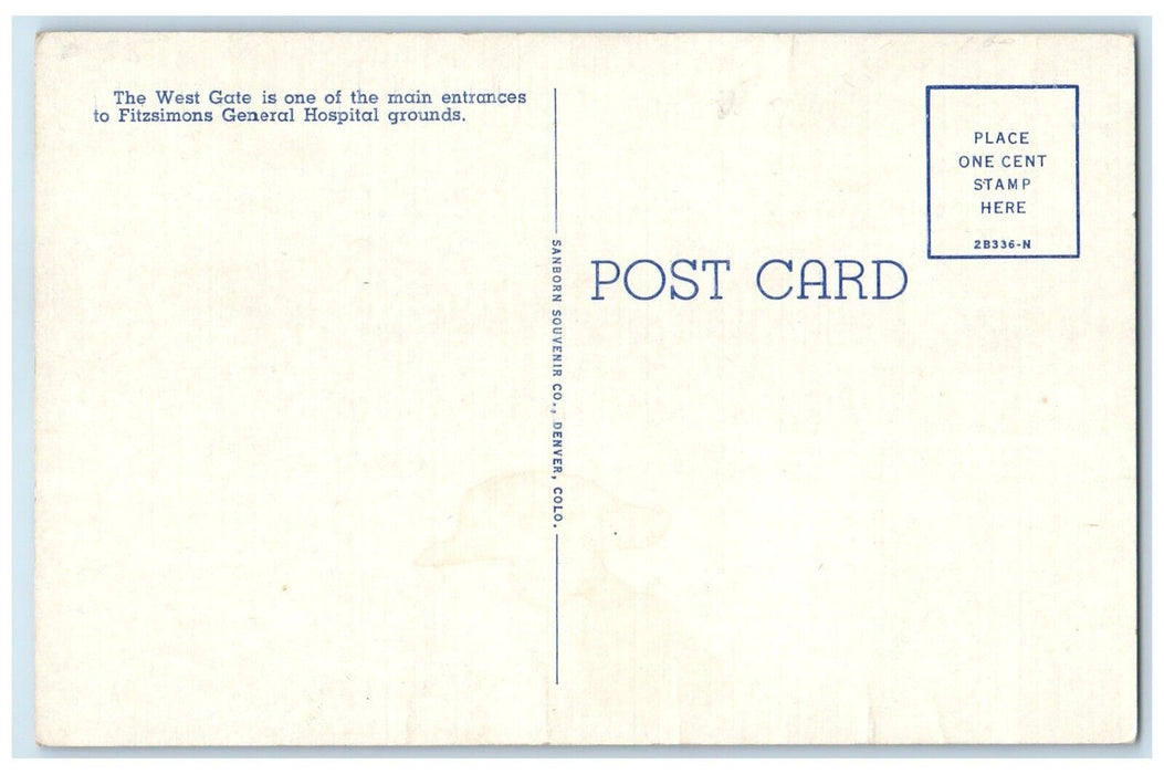 West Gate Fitzsimons General Hospital Entrance Bus Denver Colorado CO Postcard