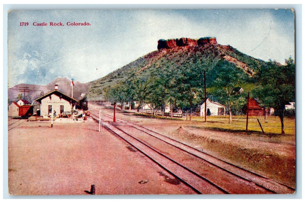 c1910's Seen From Rio Grand Railroad Depot Castle Rock Colorado CO Postcard