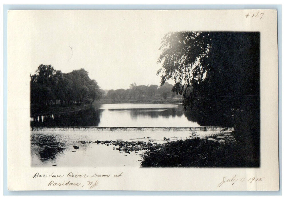 1915 Scene at Raritan River Dam at Raritan New Jersey NJ Unposted Photo
