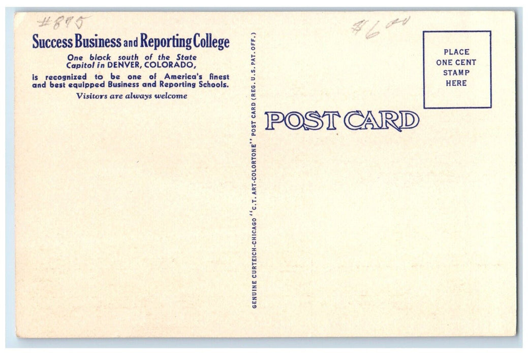 c1930's Success Business And Reporting College Denver CO Multiview Postcard