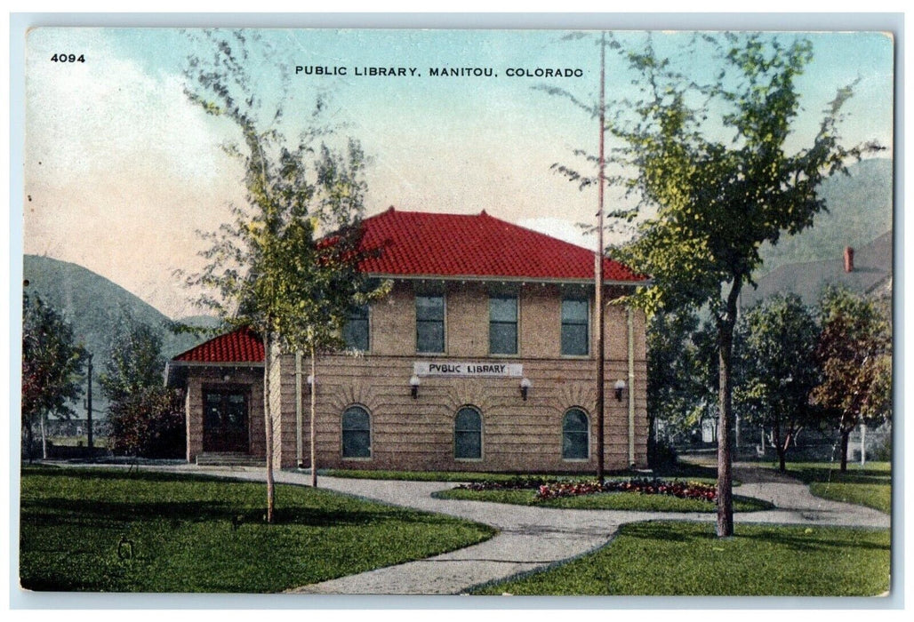 1910 Exterior View Public Library Building Manitou Colorado CO Unposted Postcard