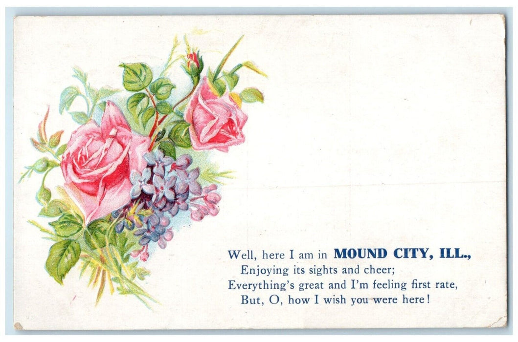 1909 Flower Embossed Poem Mound City Illinois IL Vintage Antique Posted Postcard