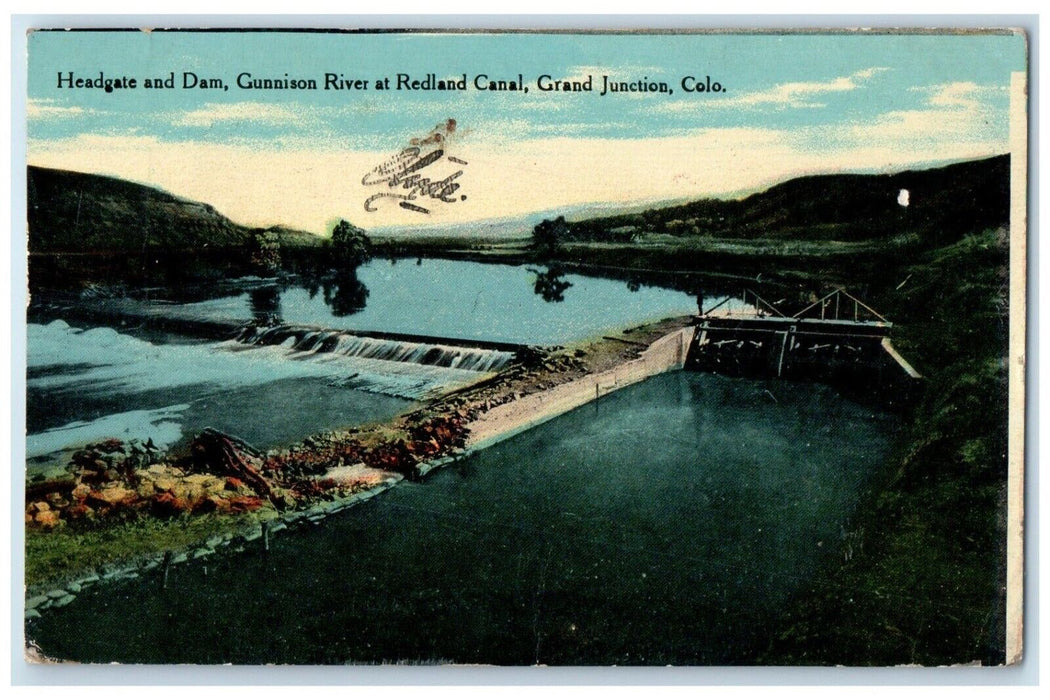 1910 Headgate Dam Gunnison River Redland Canal Grand Junction Colorado Postcard