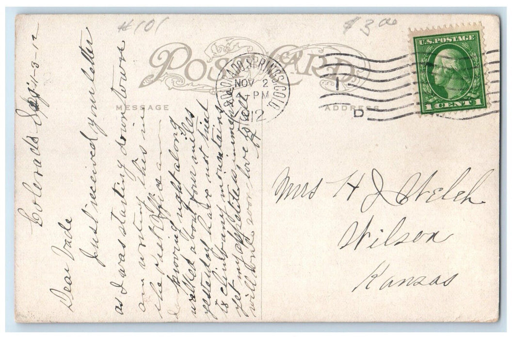 1912 Aerial Hot Sulphur Springs Locomotive Train Moffat Road Colorado Postcard