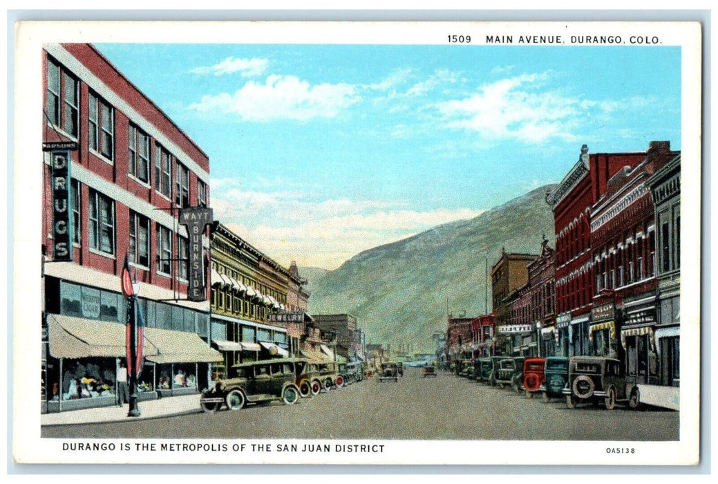 c1920 Main Avenue Metropolis San Juan District Durango Colorado Antique Postcard