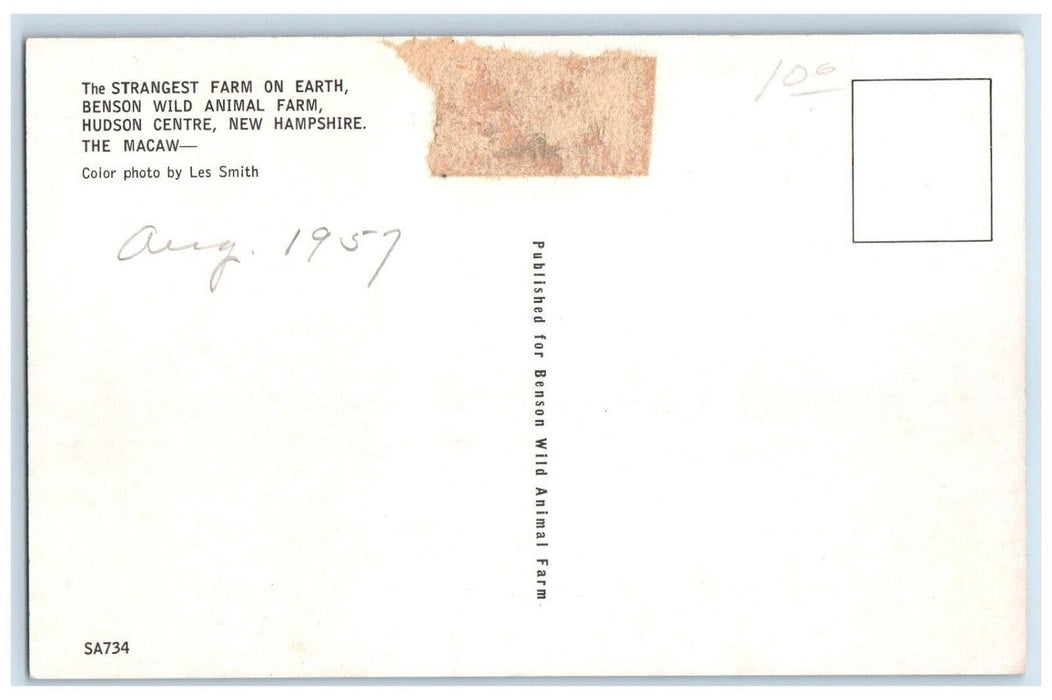 c1957 Bird Benson Wild Animal Farm Hudson Centre New Hampshire Antique Postcard