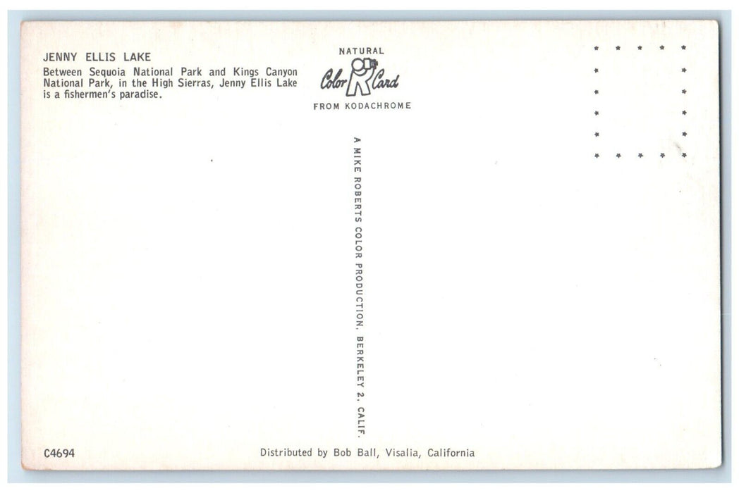 c1960 Jenny Ellis Lake Sequoia National Park Kings Canyon National Park Postcard