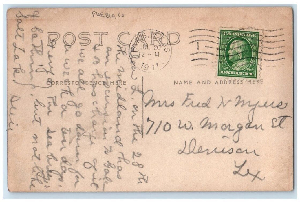 1911 Railroad Train Close To Depot Residece View Pueblo CO RPPC Photo Postcard