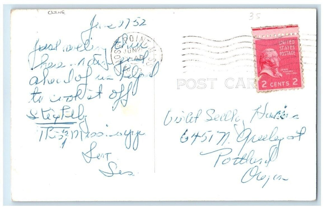 1952 High School Front Entrance View Cline Moss Point MS RPPC Photo Postcard