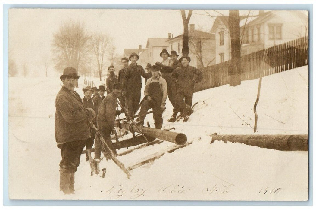 c1910 Sewer Pip Installation Occupational Negley Ohio OH RPPC Photo Postcard