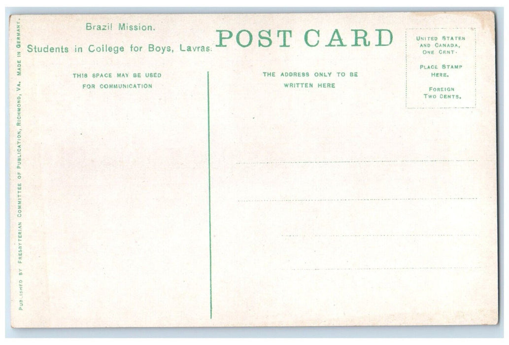 Students In Coilege For Boys Lavras Christian Missionary Brazil Mission Postcard