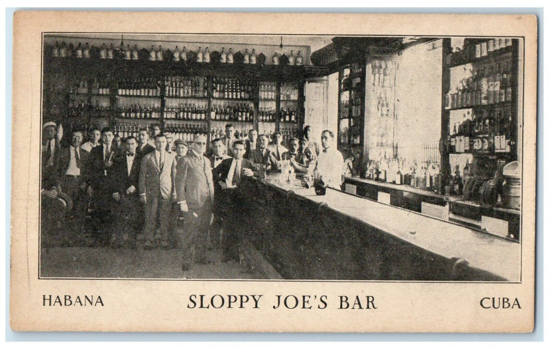 c1910's Sloppy Joe's Bar Interior View Employees Habana Cuba Antique Postcard