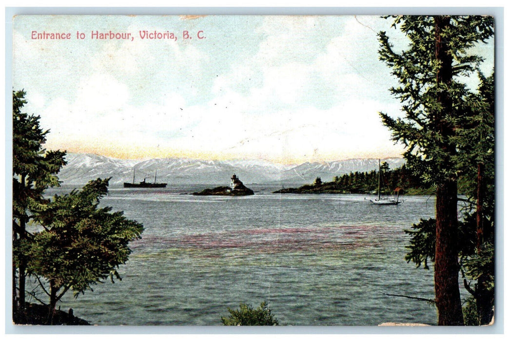 c1910 Entrance to Harbour Sea View Victoria British Columbia Canada Postcard