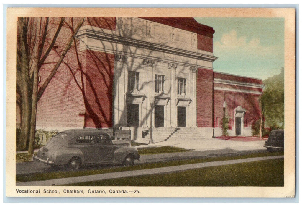 c1940's Vocational School Chatham Ontario Canada Vintage Unposted Postcard