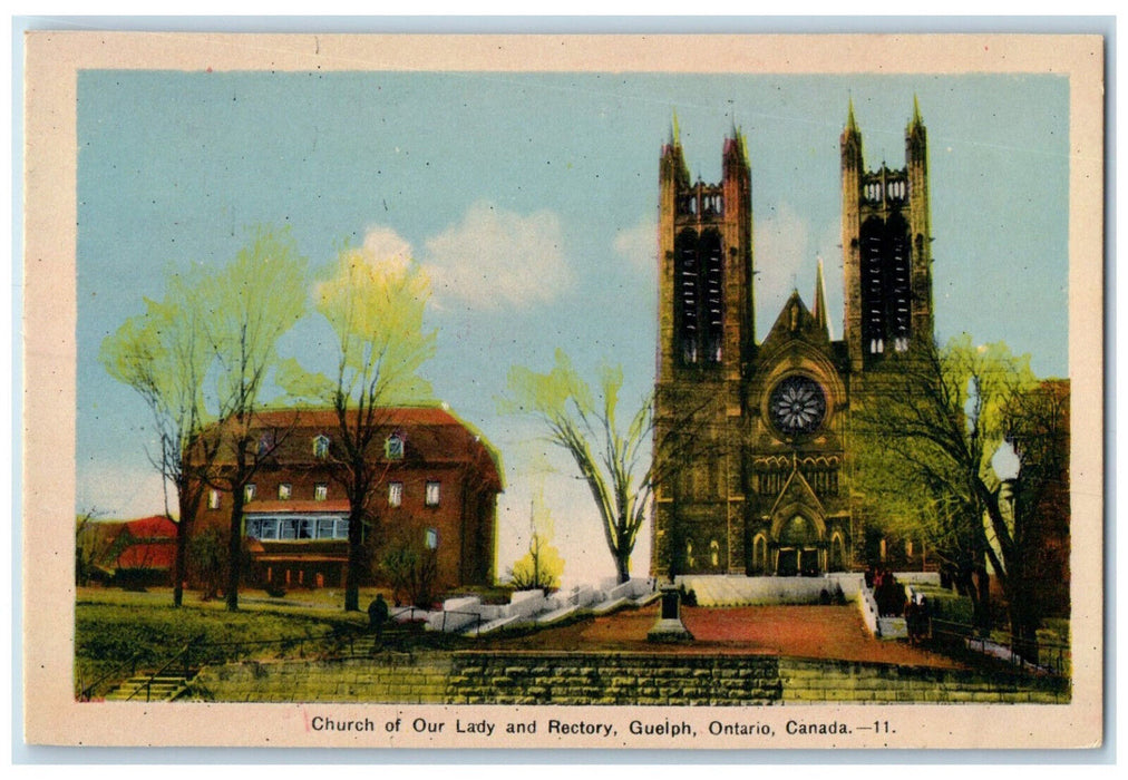 c1930's Church of Our Lady and Rectory Guelph Ontario Canada Unposted Postcard