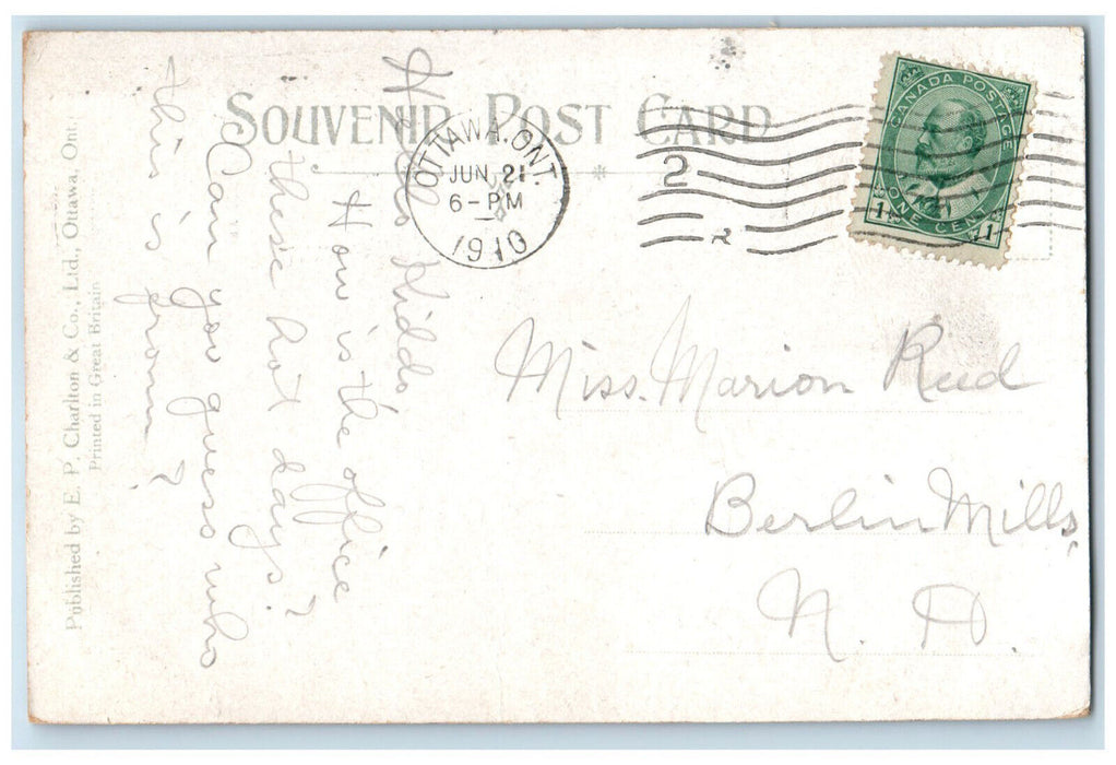 1910 Chandiere Falls and C.P.R. Bridge Ottawa Canada Antique Postcard
