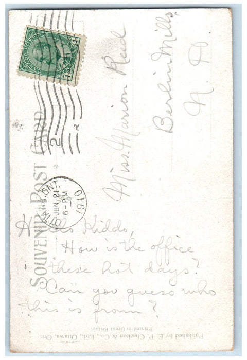 1910 Chandiere Falls and C.P.R. Bridge Ottawa Canada Antique Postcard