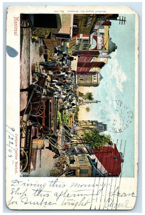 1905 Jacques Cartier Market Montreal Quebec Canada Antique Posted Postcard