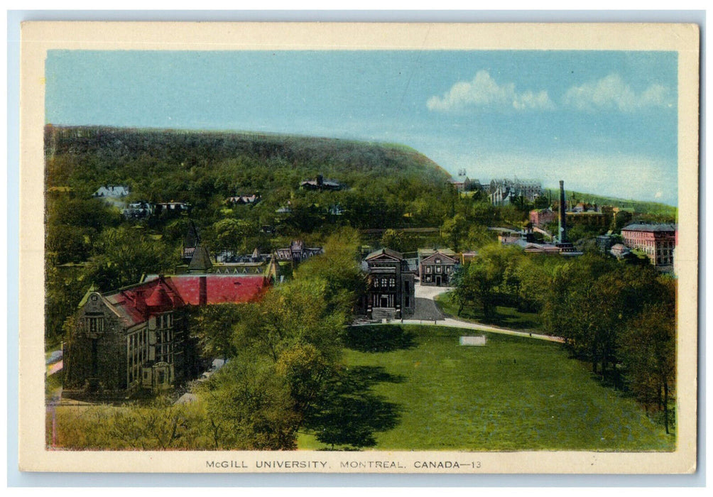 c1950's Aerial View McGill University Montreal Canada Unposted Postcard