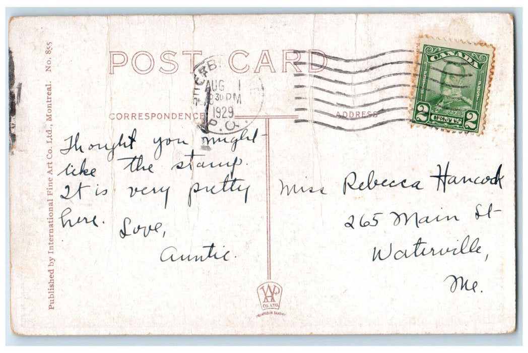 1929 View of Main Street Sherbrooke Quebec Canada Vintage Posted Postcard