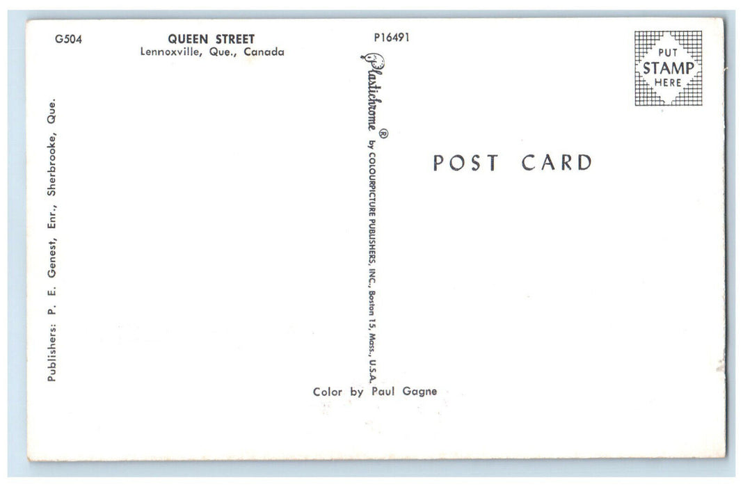 c1950's Queen Street Lennoxville Quebec Canada Vintage Unposted Postcard