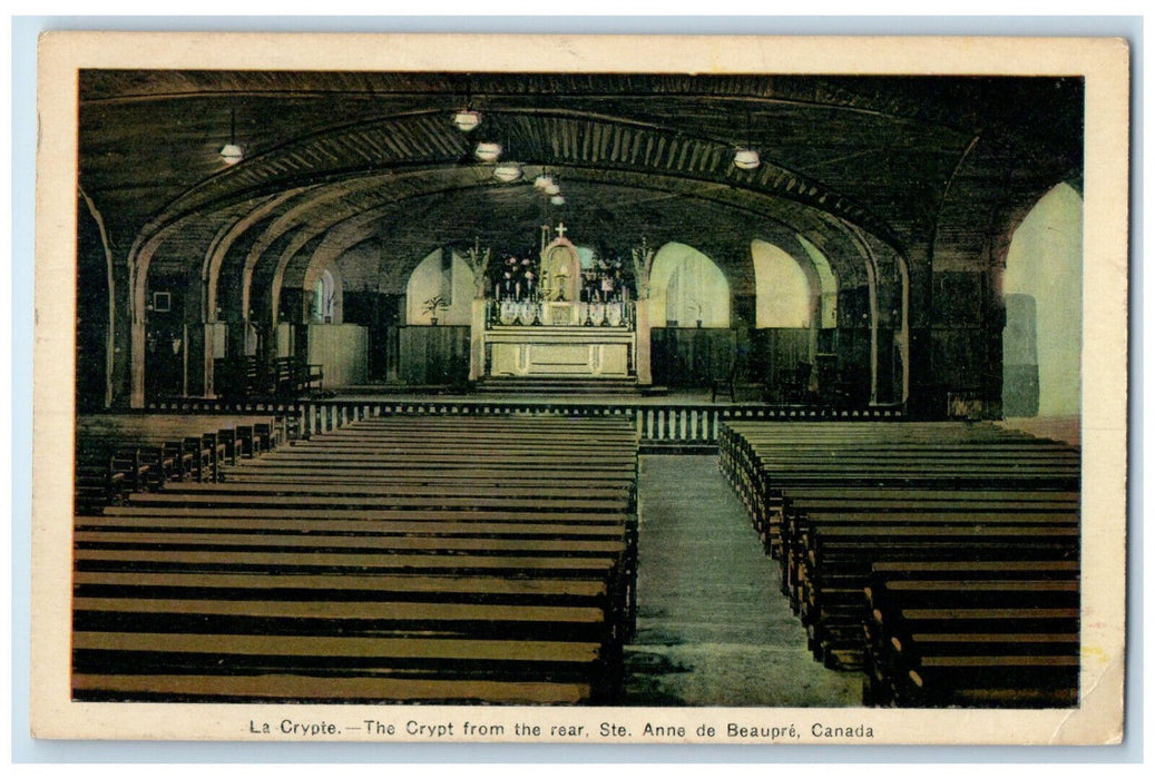 1936 The Crypt From Rear Interior Ste Anne De Beaupre Canada Posted Postcard