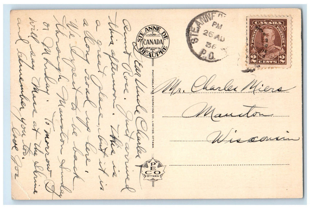 1936 The Crypt From Rear Interior Ste Anne De Beaupre Canada Posted Postcard