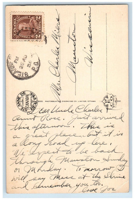 1936 The Crypt From Rear Interior Ste Anne De Beaupre Canada Posted Postcard