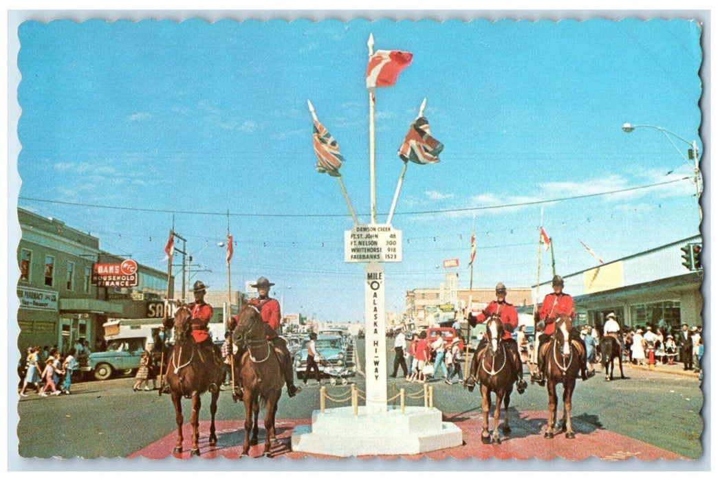c1950's Main Street Business Area Dawson Creek British Columbia Canada Postcard