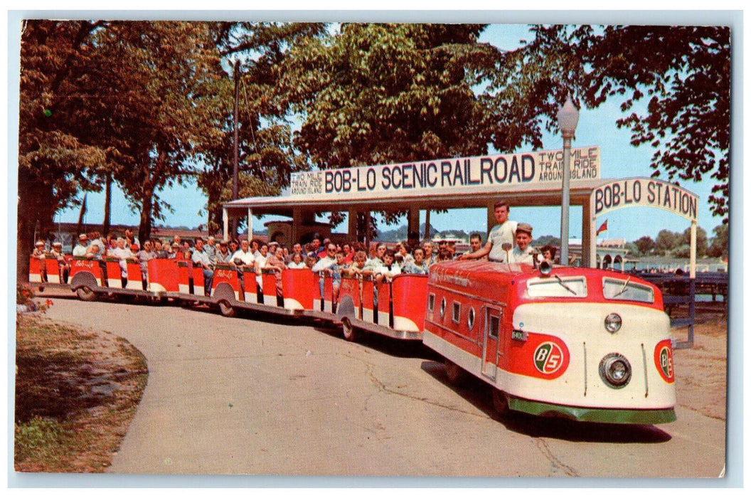 1954 Train Ride Bob-Lo Island Park Amherstburg Ontario Canada Vintage Postcard
