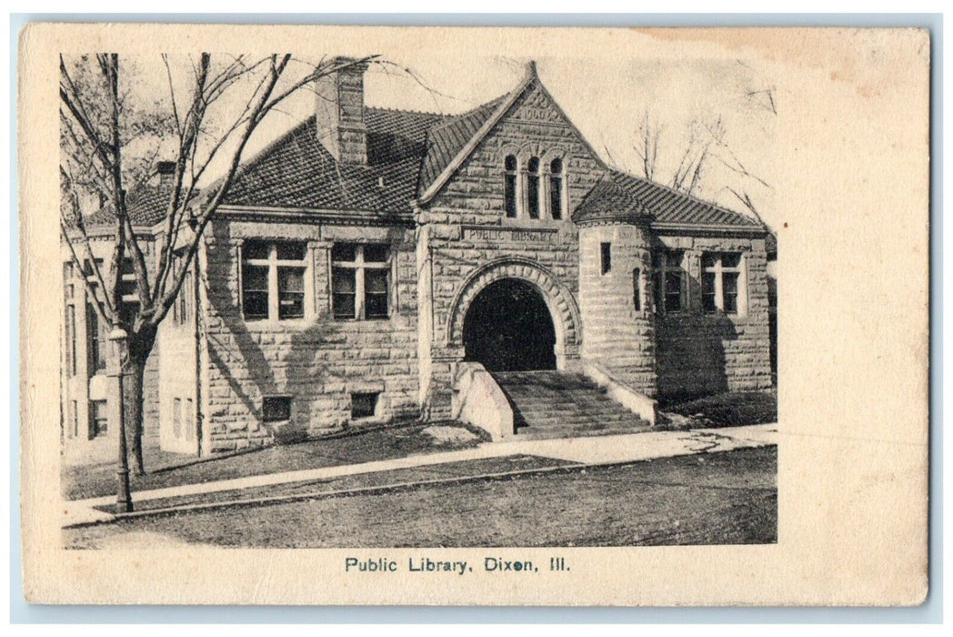 c1910 Exterior View Public Library Building Dixon Illinois IL Unposted Postcard