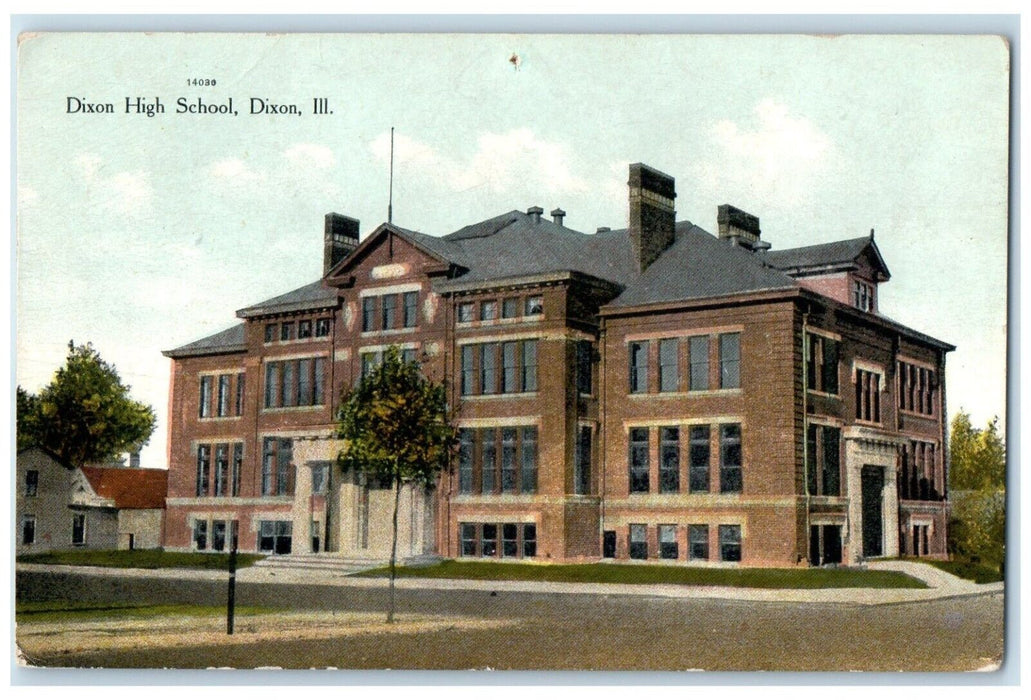 c1910 Exterior View Dixon High School Building Dixon Illinois IL Posted Postcard