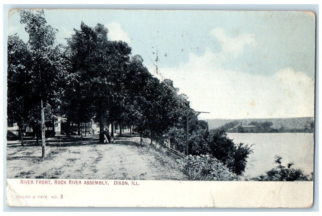 1910 Scenic View River Front Rock River Assembly Dixon Illinois Vintage Postcard