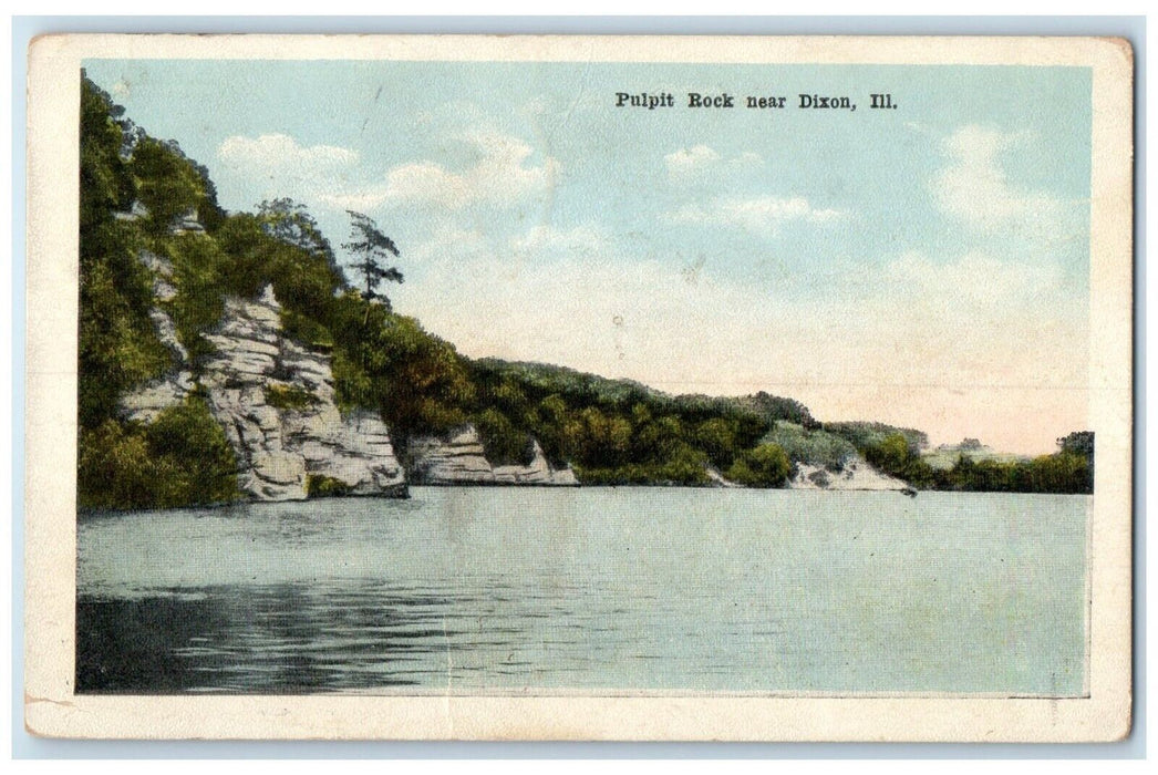 1920 Scenic View Pulpit Rock Lake River Dixon Illinois Vintage Antique Postcard