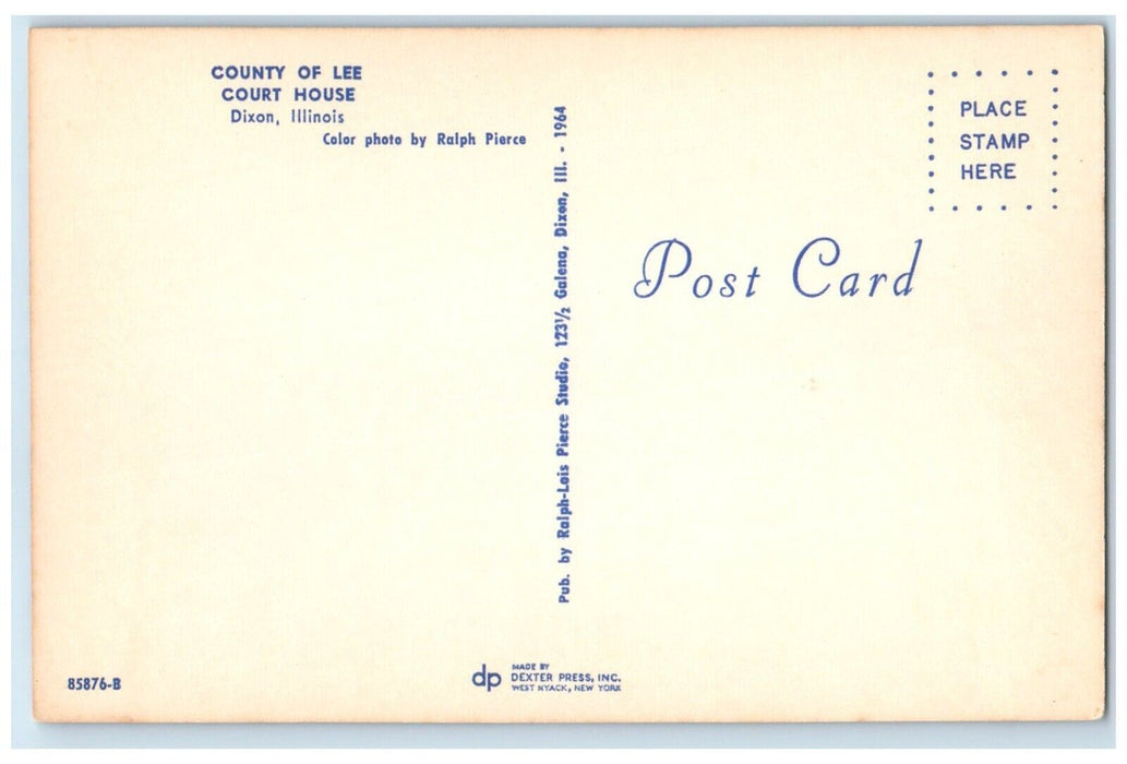 c1960 Exterior View County Lee Court House Building Dixon Illinois IL Postcard