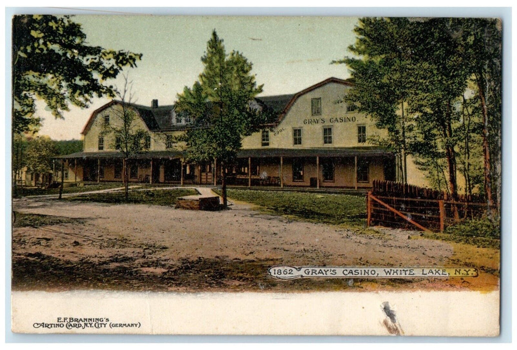 c1905 Gray's Casino White Lakes New York NY Unposted Antique Postcard