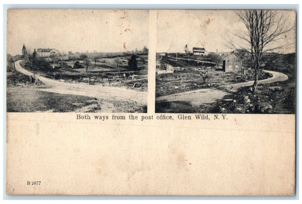 c1910's Both Ways From The Post Office Glen Wild New York NY Antique Postcard