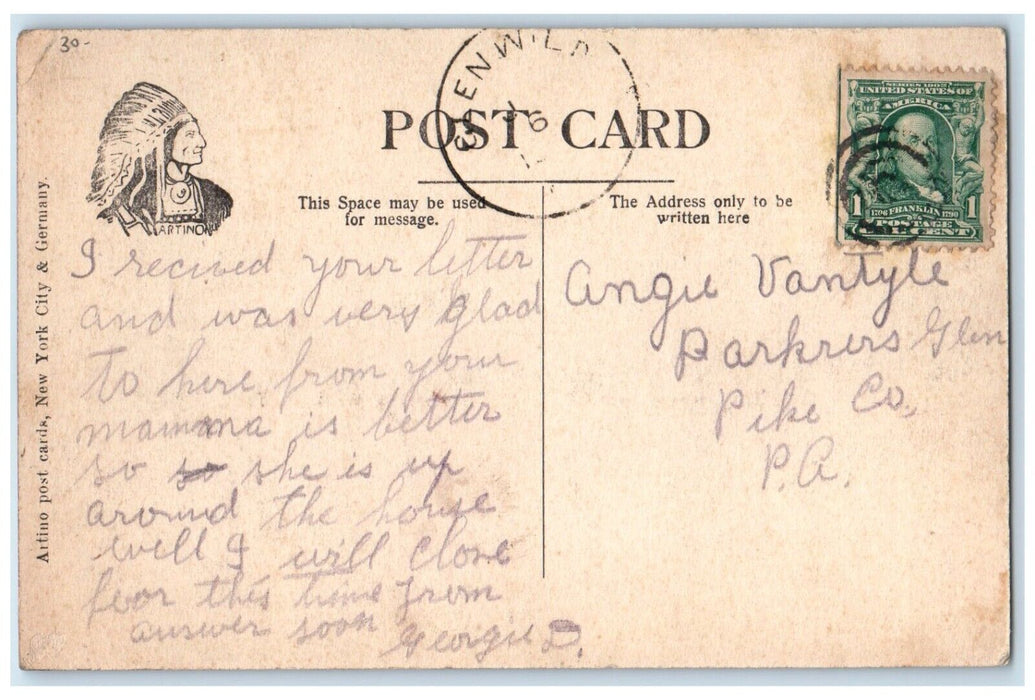 c1910's Both Ways From The Post Office Glen Wild New York NY Antique Postcard
