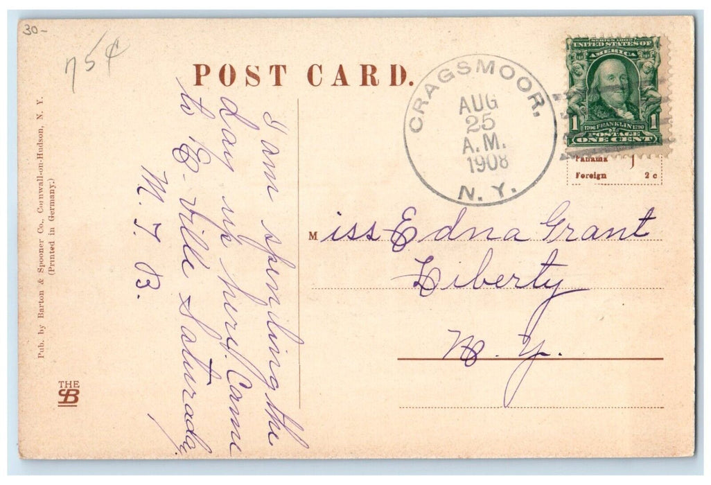 1908 Cragsmoor Inn Hotel Building Cragsmoor New York NY Posted Antique Postcard