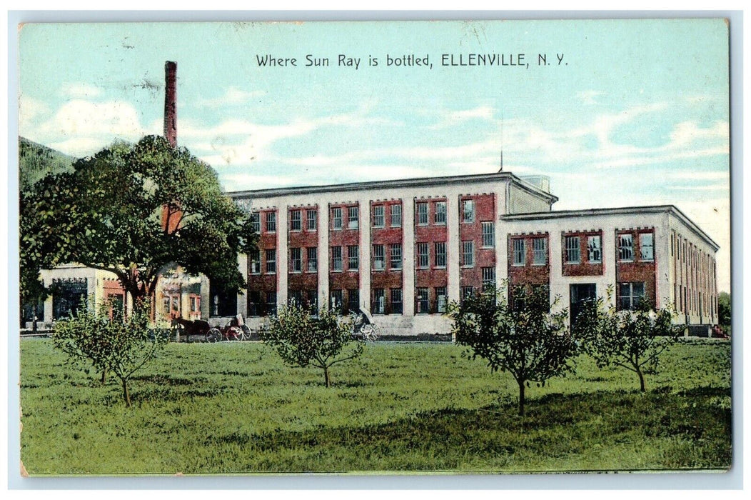 1912 Where Sun Ray Is Bottled Ellenville New York NY Posted Antique Postcard