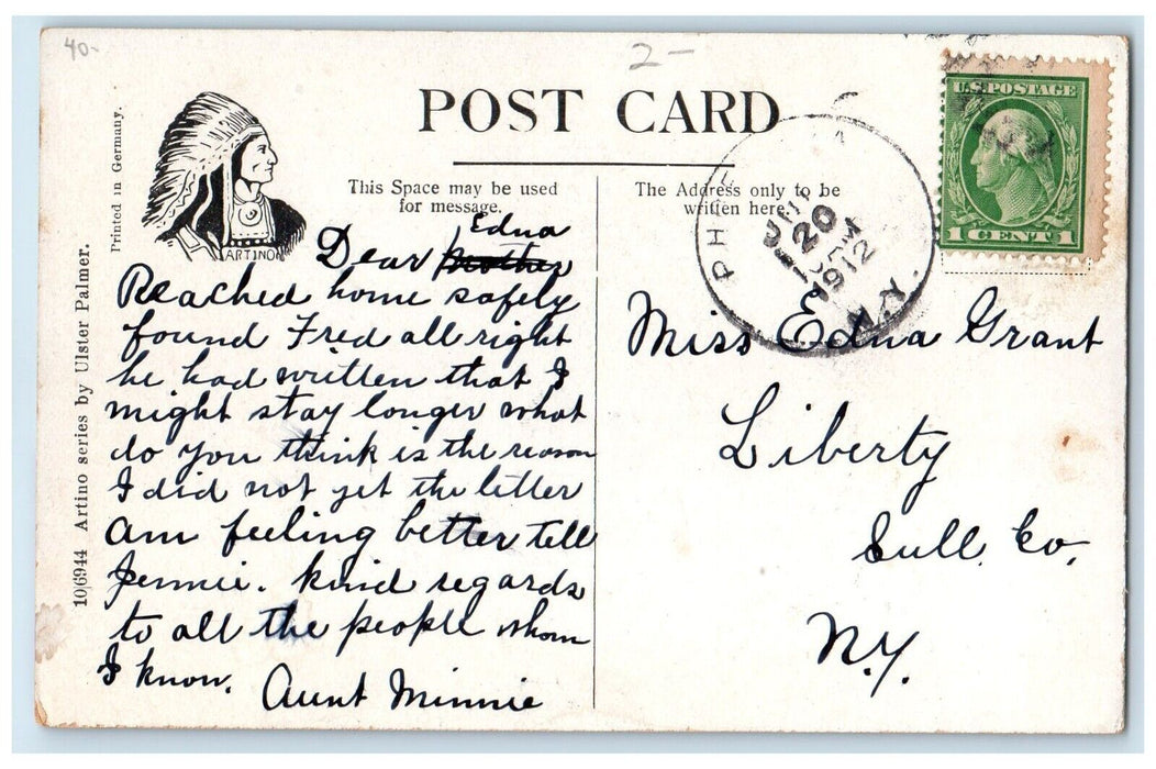 1912 Where Sun Ray Is Bottled Ellenville New York NY Posted Antique Postcard